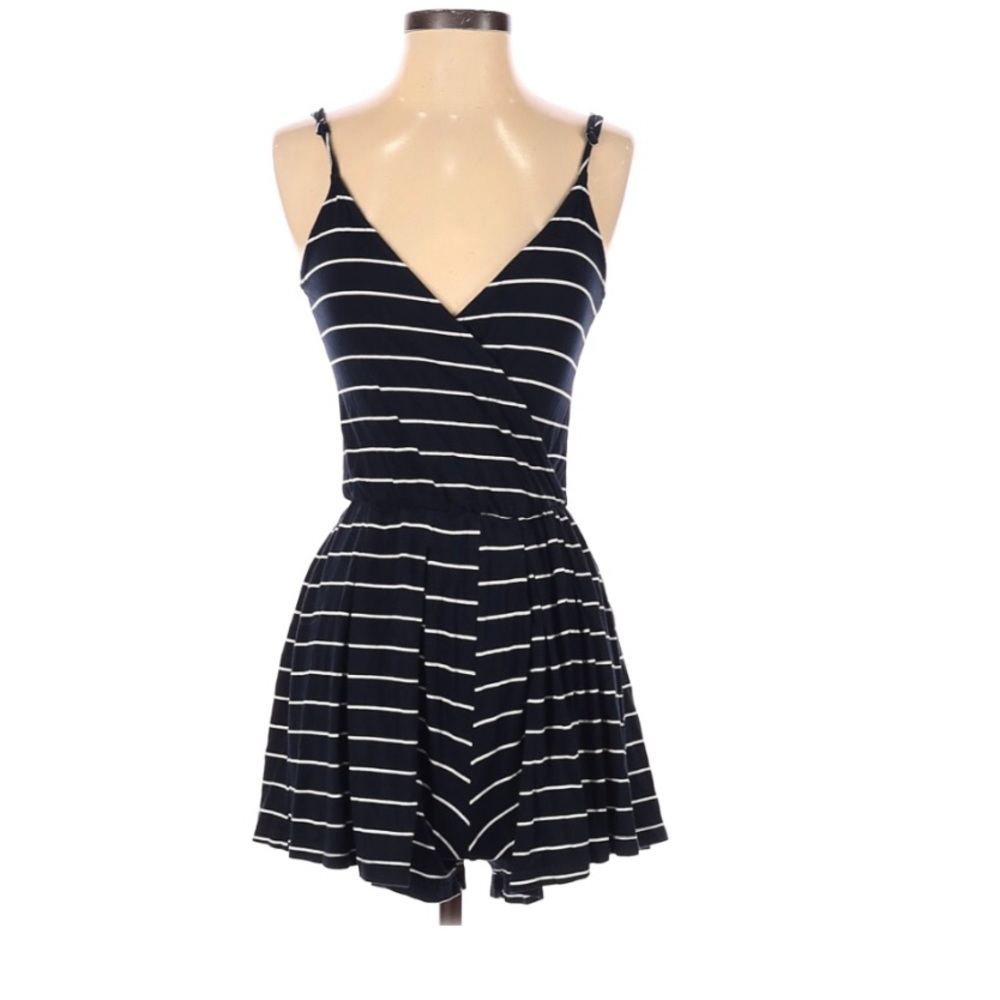 Topshop navy blue and white striped Romper